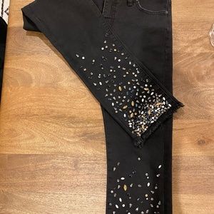 Black Beaded Detail Jeans - Anthropologie Size 27